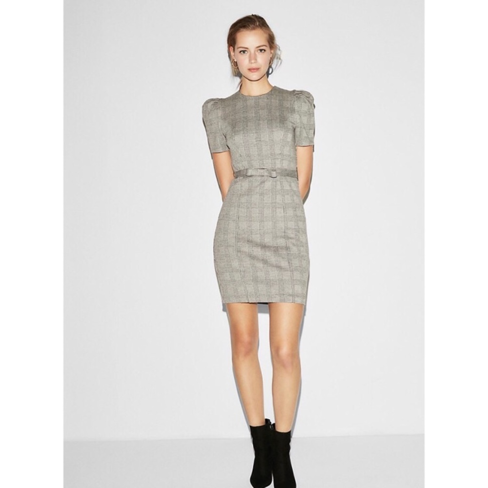 Puff Shoulder Sheath Dress